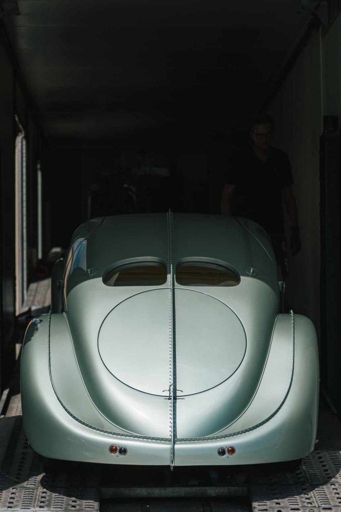 The teardrop tail in shadow.